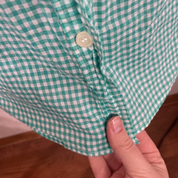 J Crew factory Gingham button down shirt green and white size XS - Picture 11 of 14